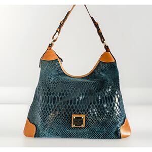 Dooney & Bourke Erica 90s Hobo Bag Vintage Navy Blue Leather Suede Purse